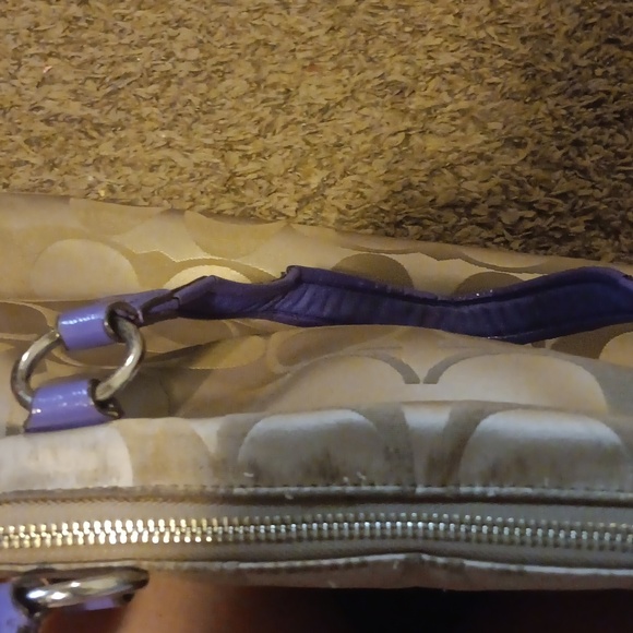 Coach Beige and Purple Shoulder Bag - Picture 7 of 11